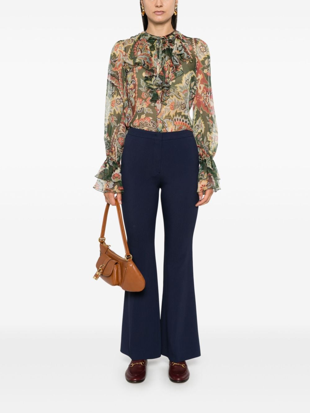 ETRO Printed Silk Shirt with Ruffle Collar