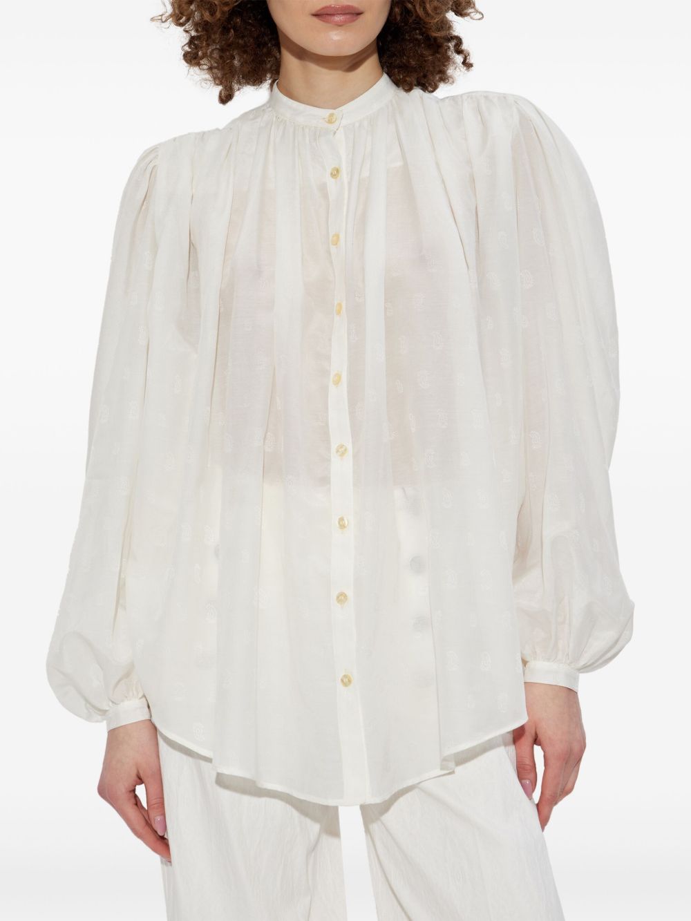 ETRO Cotton-Silk Blend Shirt with Gathered Detailing for Women - SS25 Collection