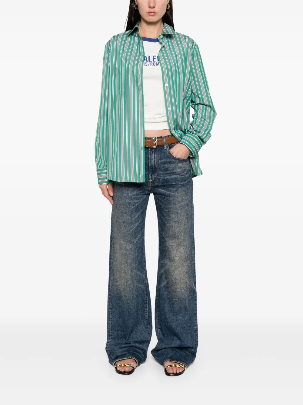 ETRO Back Slit Striped Cotton Shirt