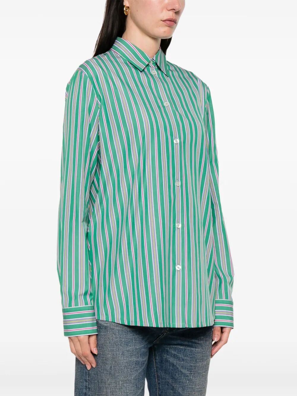 ETRO Back Slit Striped Cotton Shirt