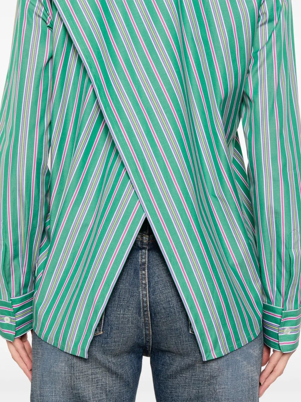 ETRO Back Slit Striped Cotton Shirt