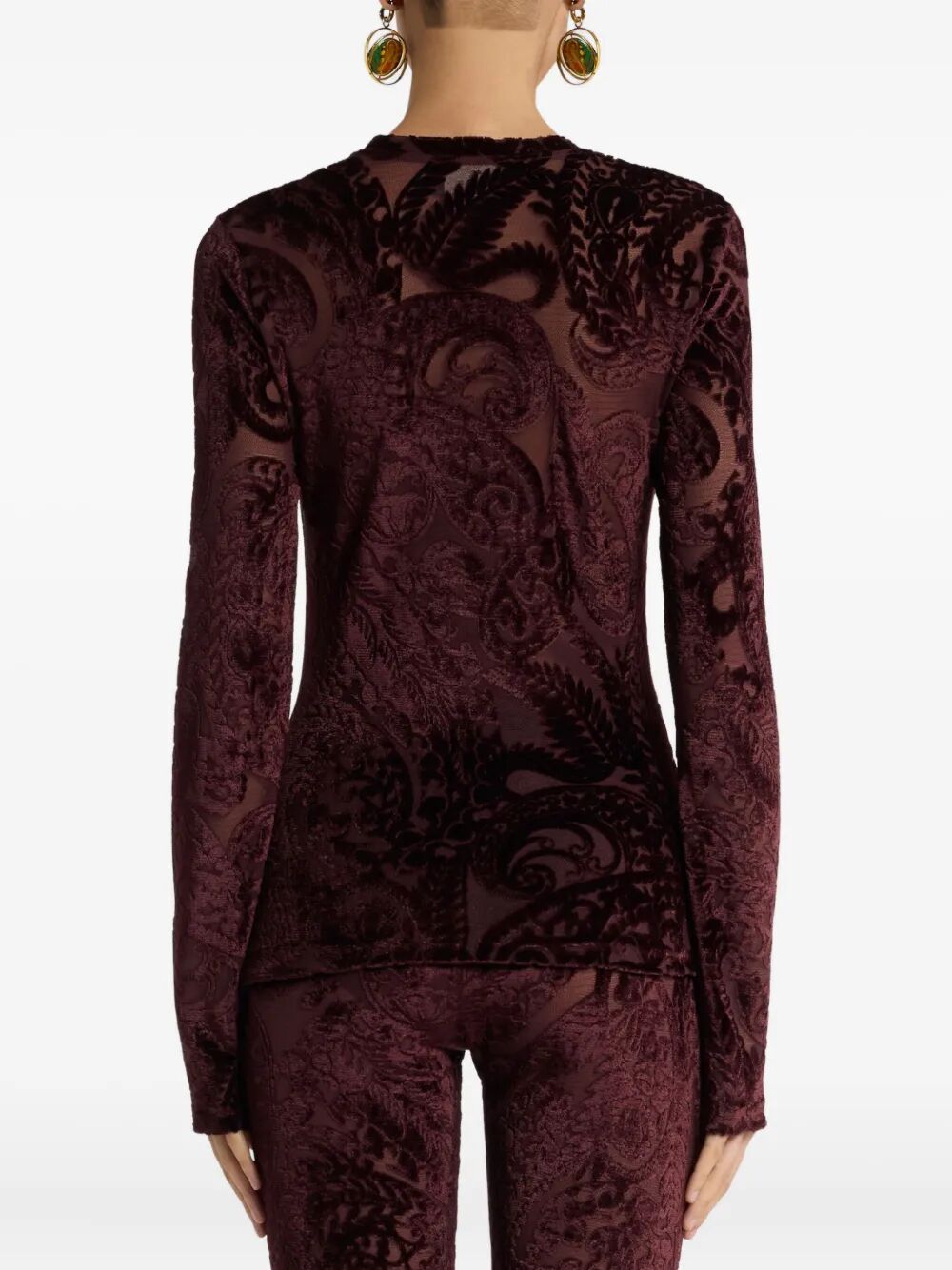 ETRO Paisley-Jacquard Long-Sleeved Velvet Top