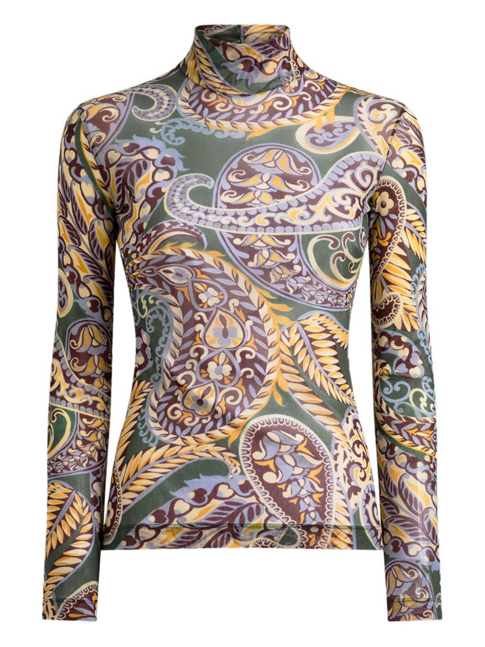 ETRO Fitted Paisley-Print Turtleneck Top