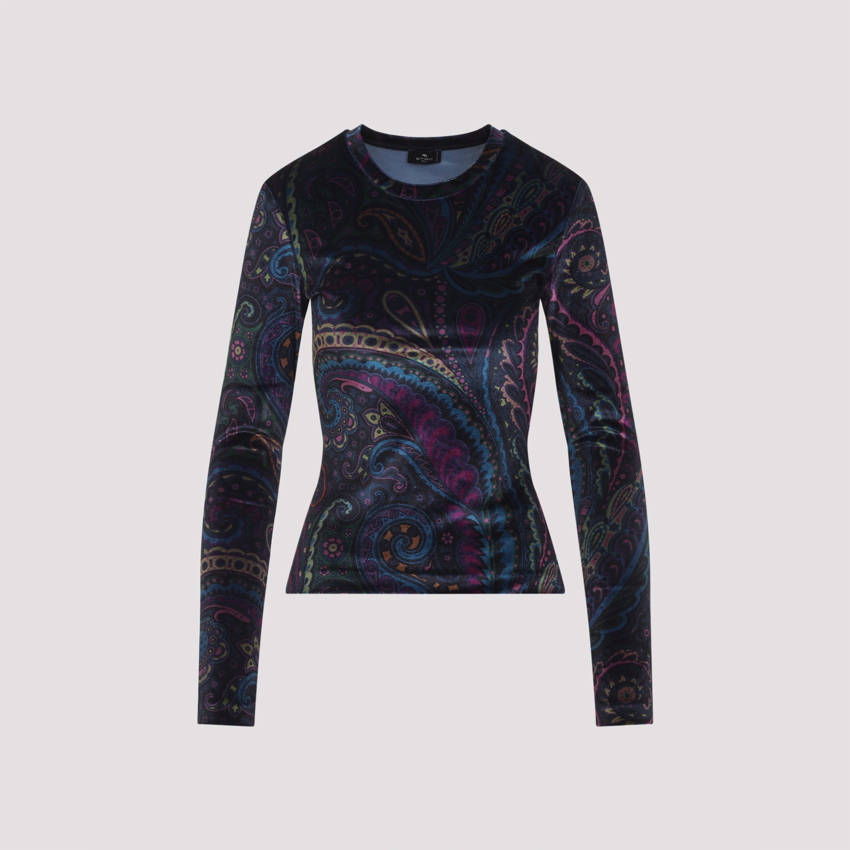 ETRO Paisley-Print Long-Sleeved Velvet Top
