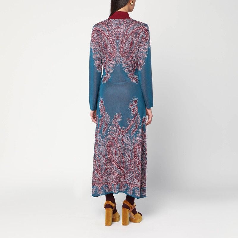 ETRO Multicolored Floral Print Long Cardigan Dress