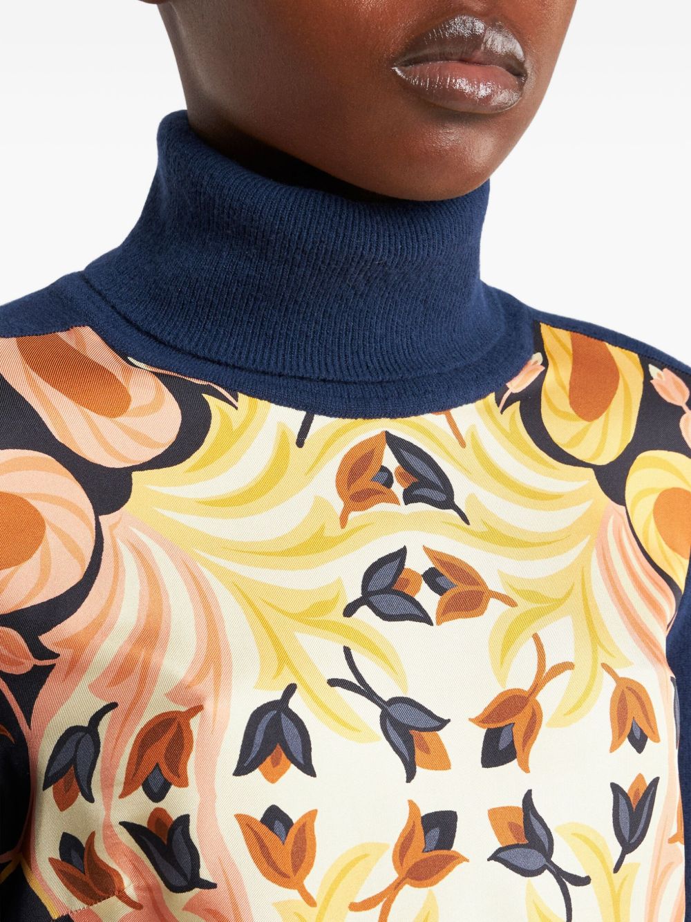 ETRO Long Neck Multi Flower Print Sweater