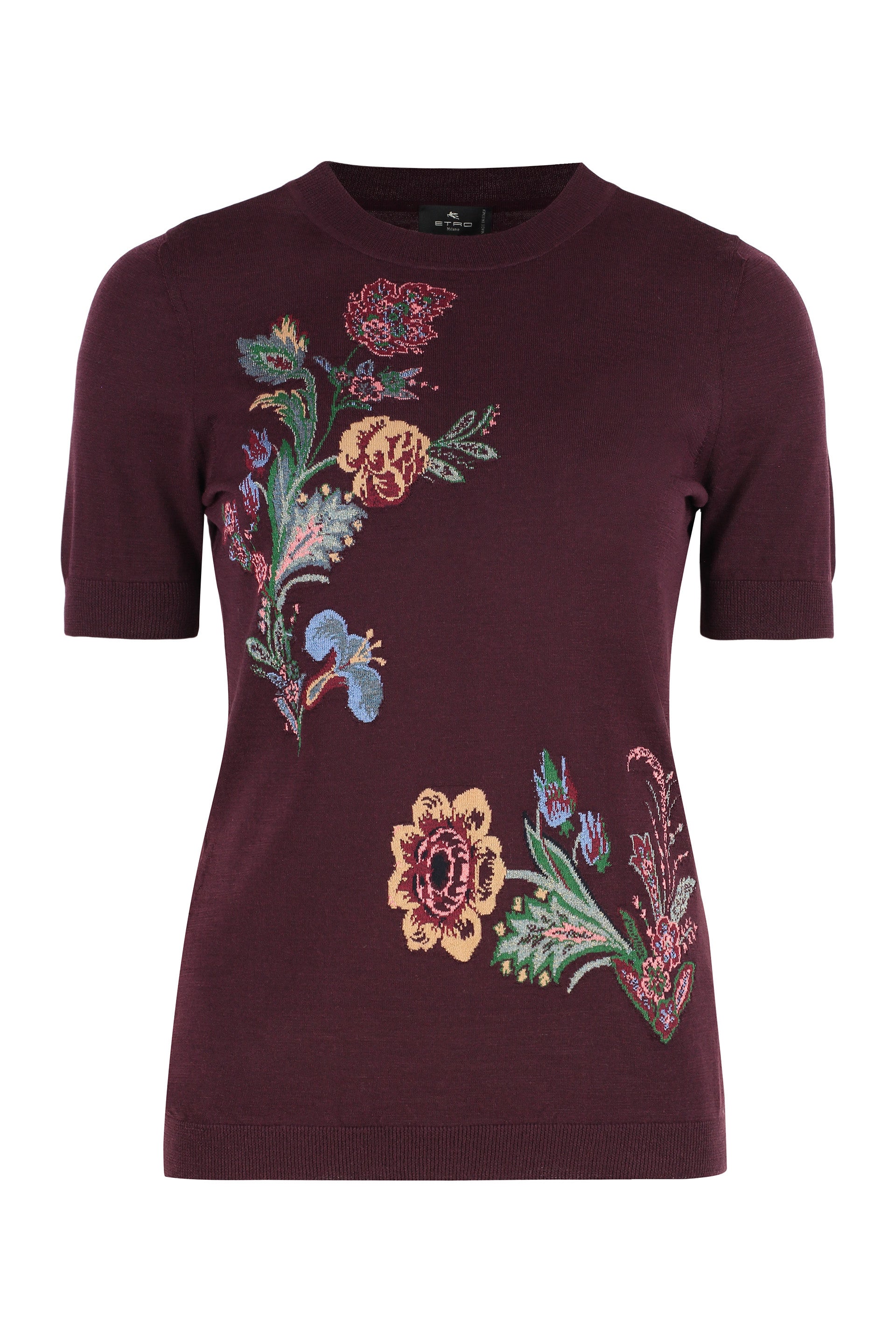 ETRO Short Sleeve Sweater with Ribbed Knit Edges