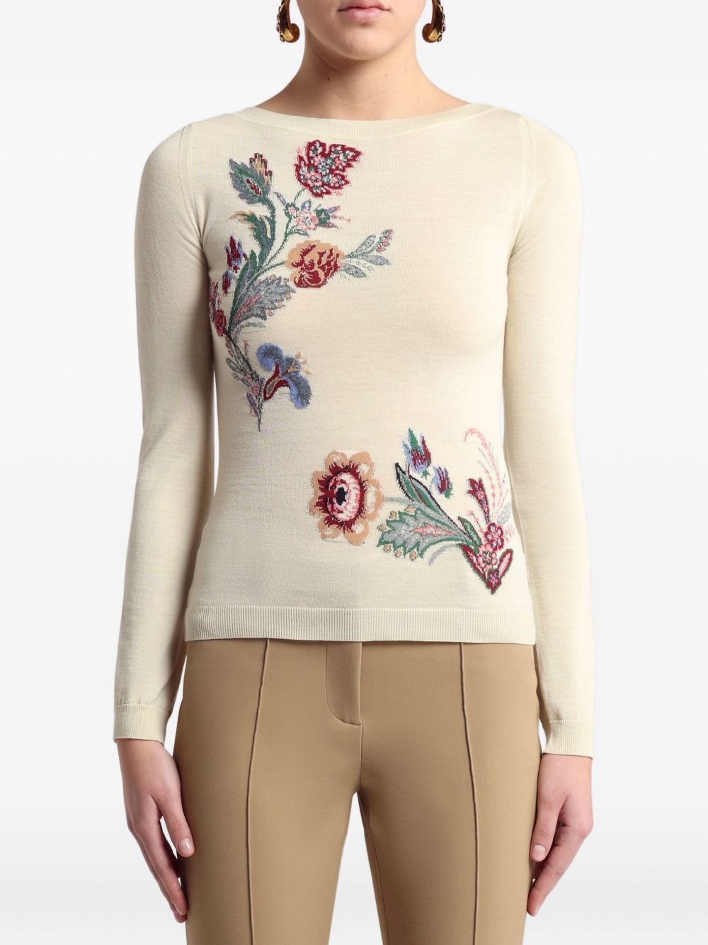 ETRO Natural Sweater with Floral Design for Women