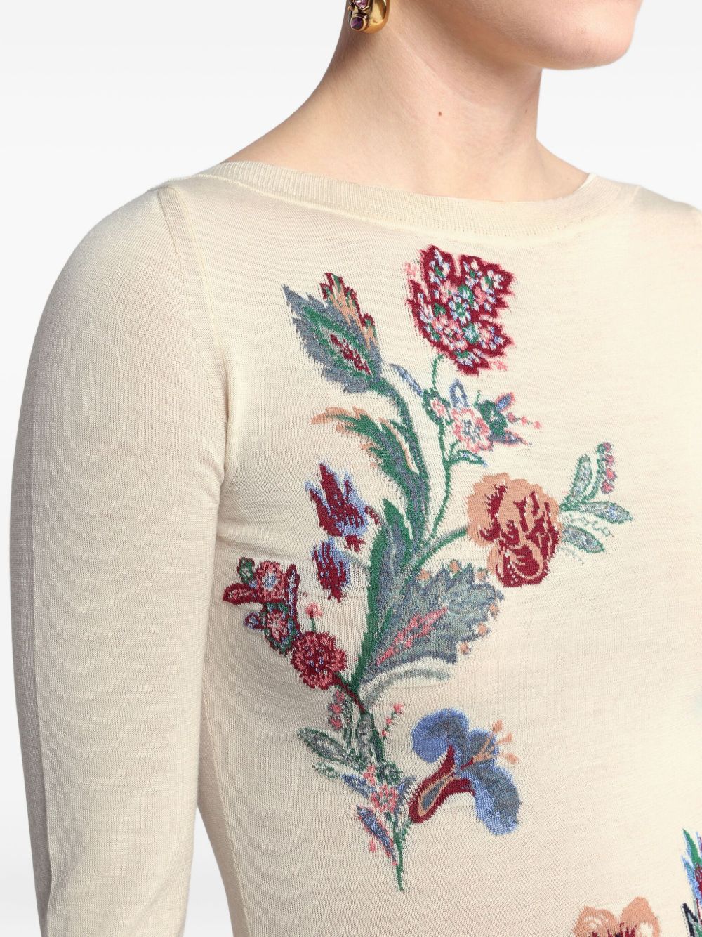 ETRO Natural Sweater with Floral Design for Women