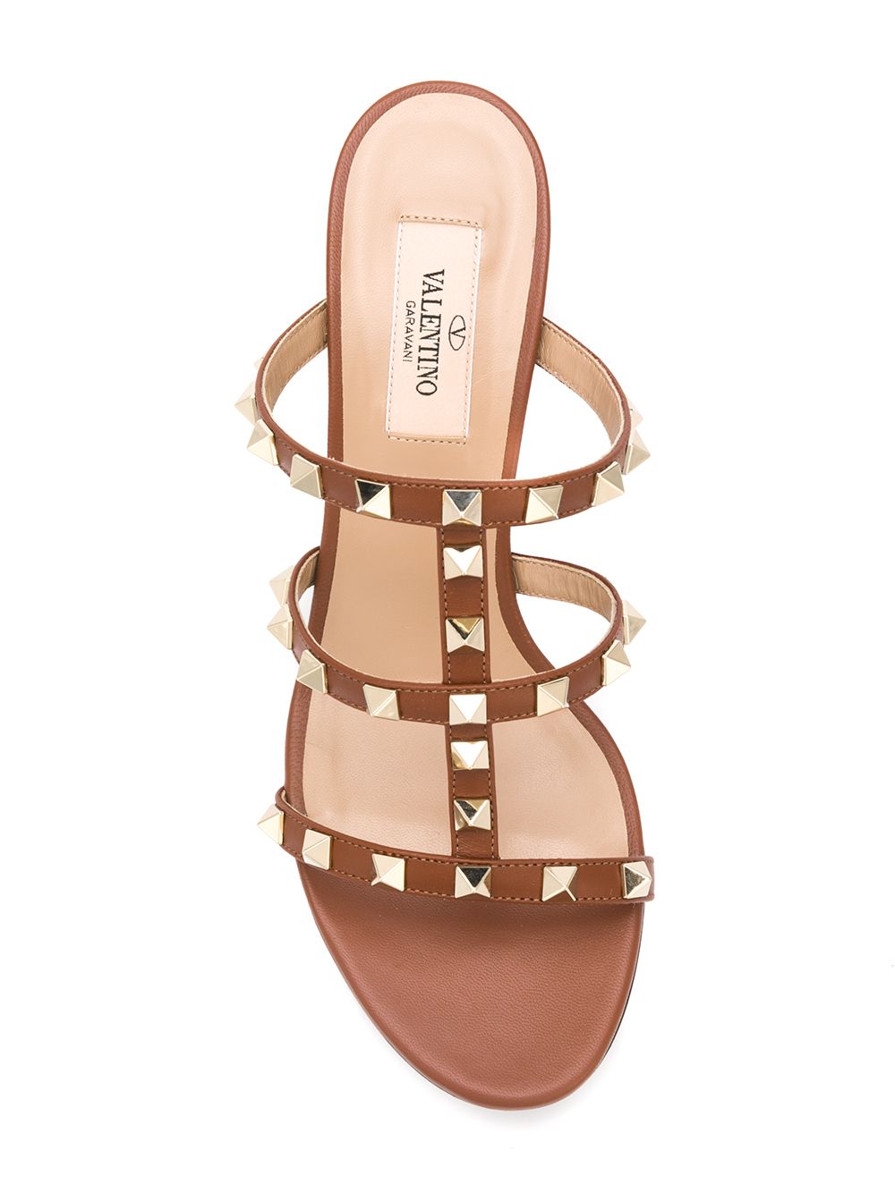 VALENTINO GARAVANI Rockstud Leather Sandals with Mid High Block Heel