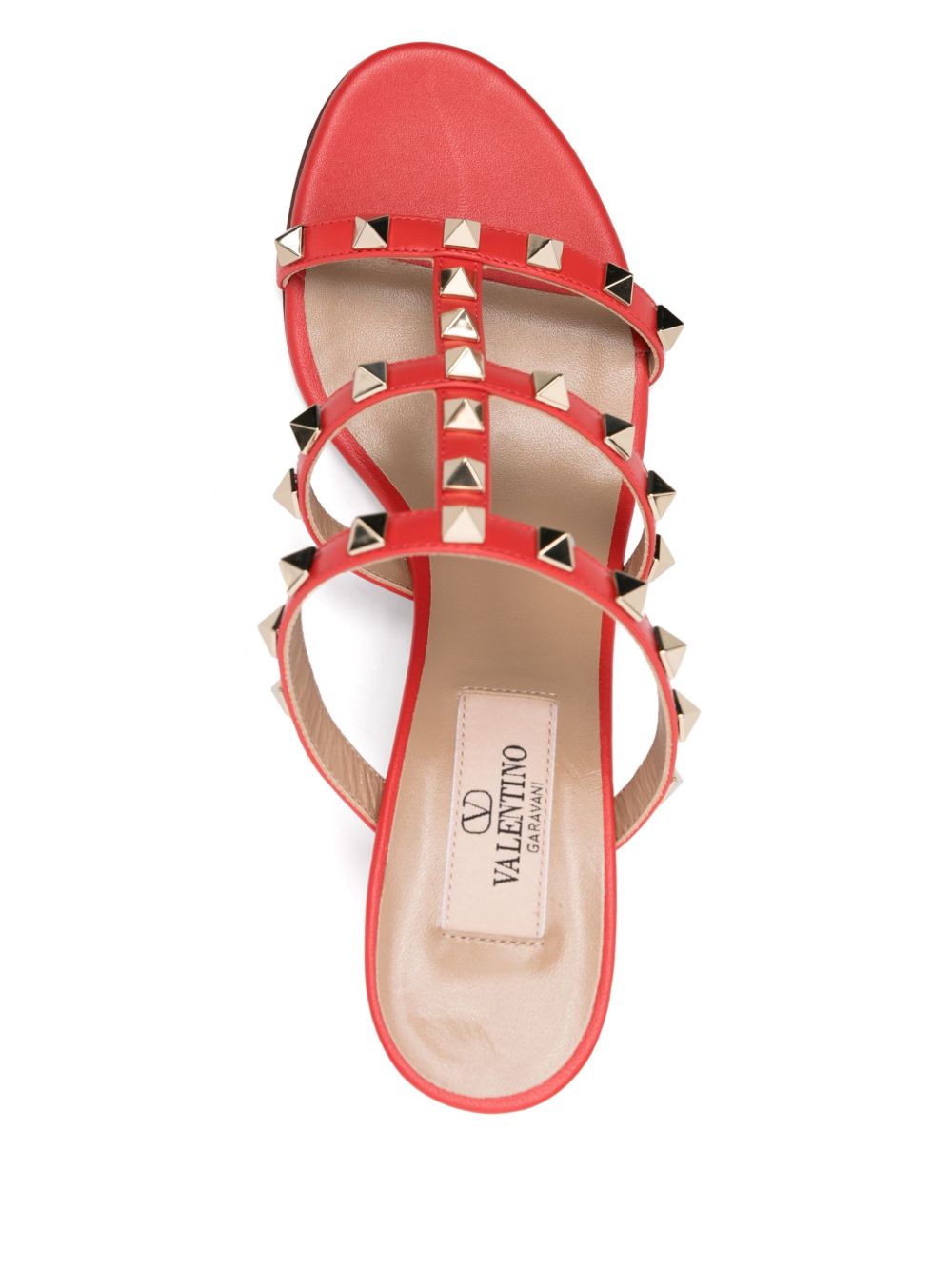 VALENTINO GARAVANI Rockstud Mini Leather Sandals with Mid Block Heel