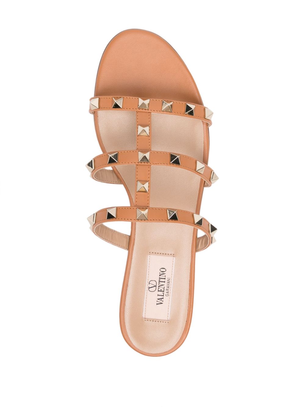 VALENTINO GARAVANI Rockstud Cage Design Leather Flat Sandals for Women