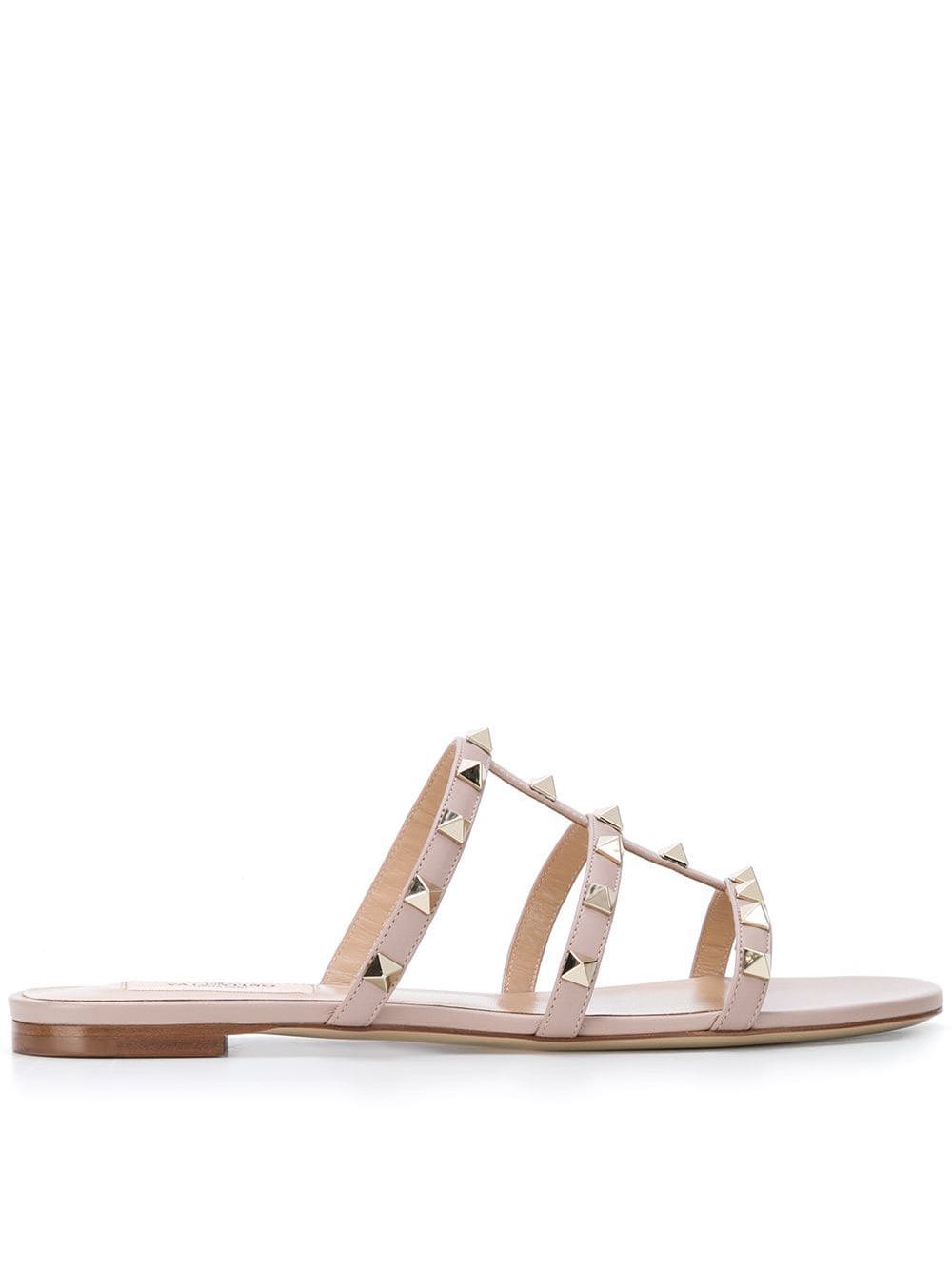 VALENTINO GARAVANI Rockstud Leather Flat Sandals Women's