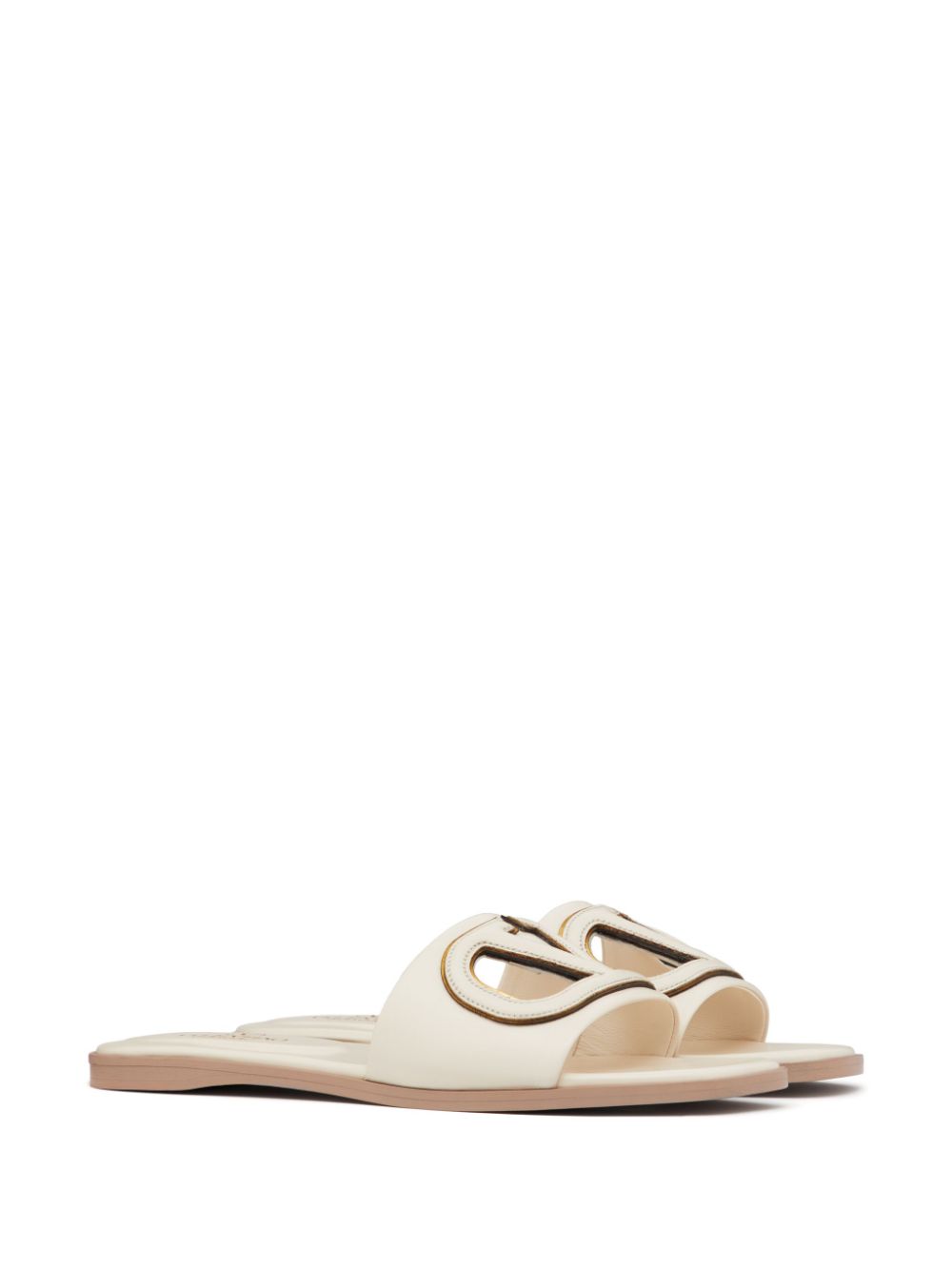 VALENTINO GARAVANI Vlogo Cut-Out Leather Sandals - Women's Slip-On Style