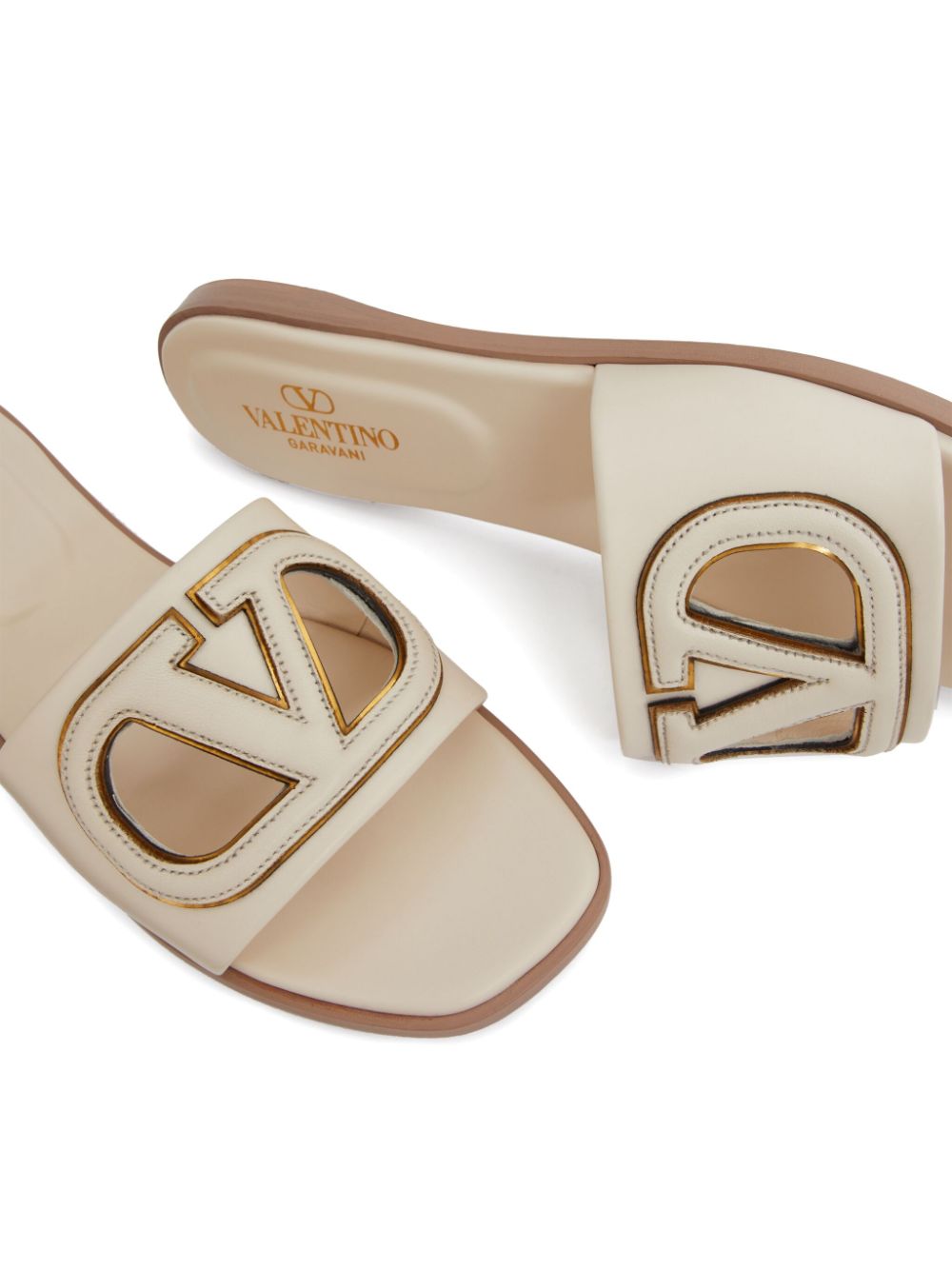 VALENTINO GARAVANI Vlogo Cut-Out Leather Sandals - Women's Slip-On Style