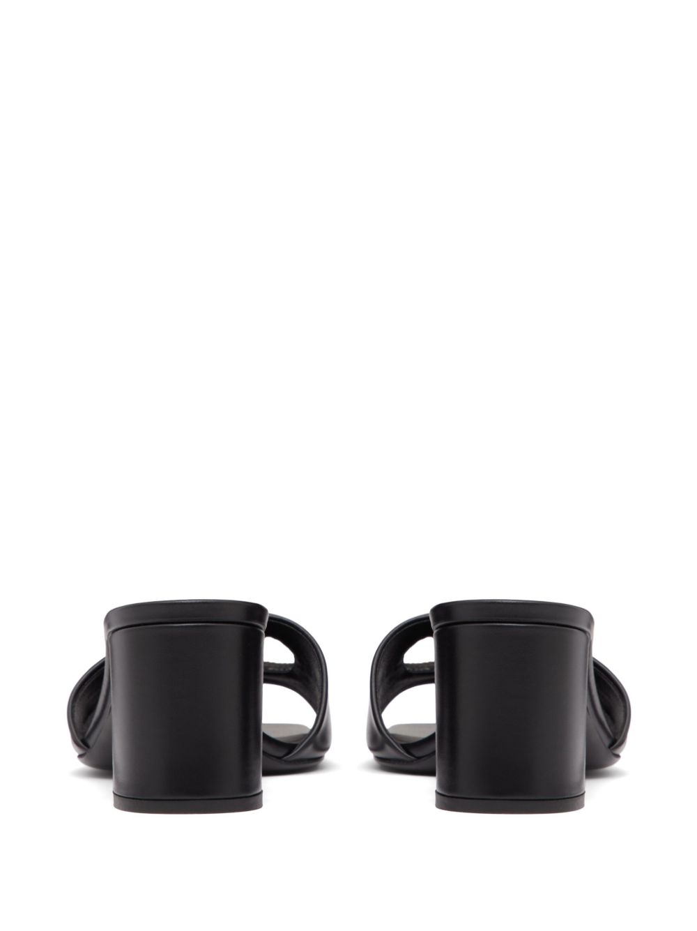 VALENTINO GARAVANI Cut-Out Leather Slip-On Sandals with High Block Heel