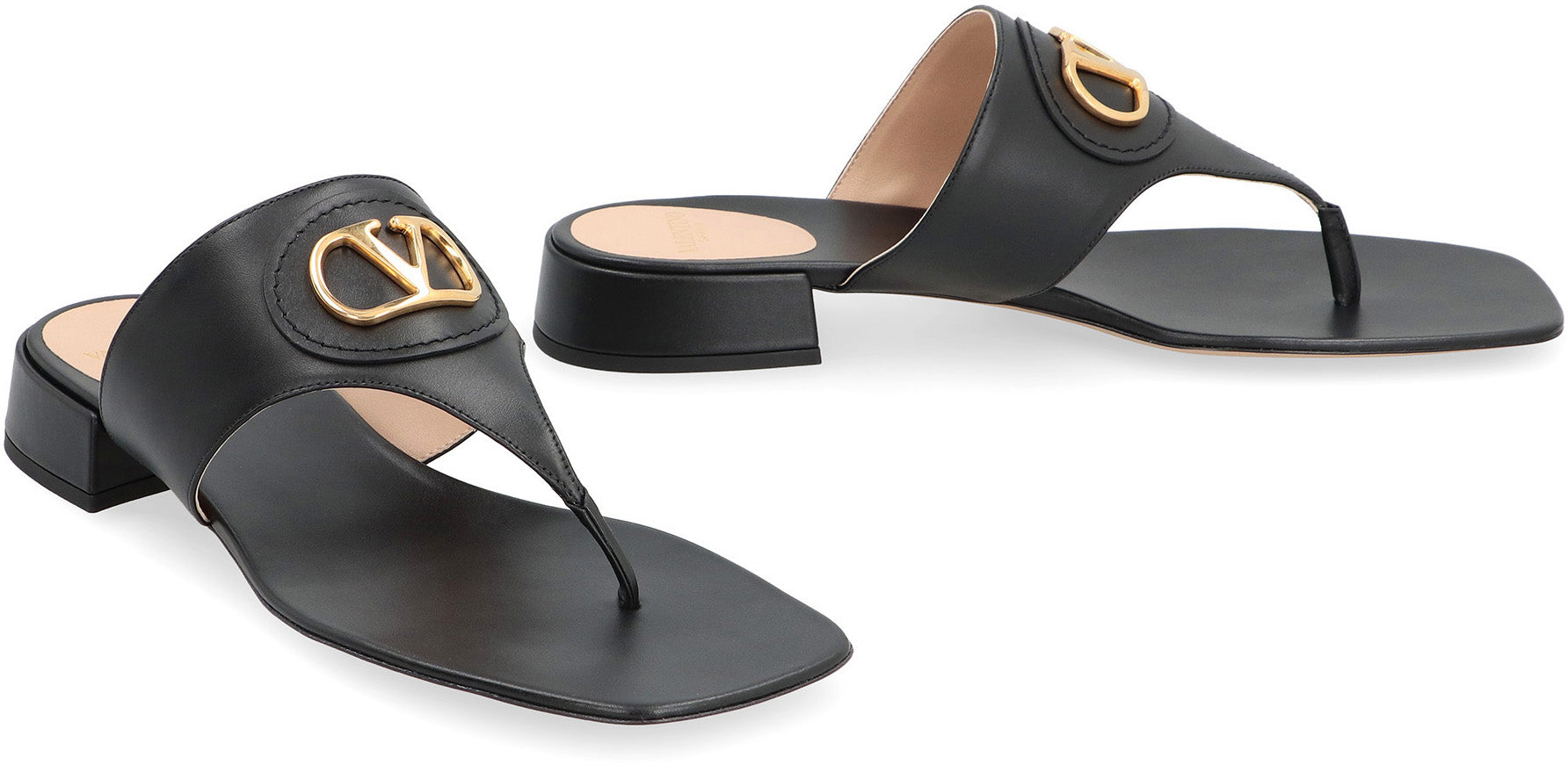 VALENTINO VLogo Signature Leather Slide Sandals