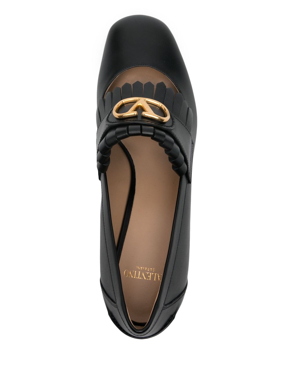 VALENTINO GARAVANI Signature Leather Loafers with Fringe Detailing