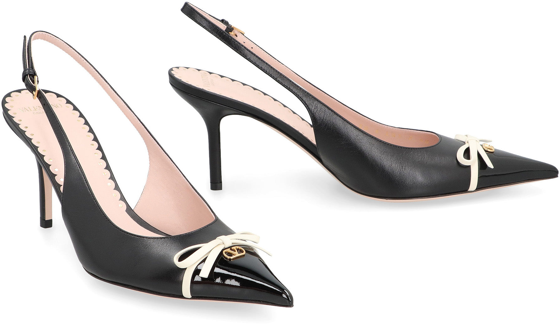 VALENTINO GARAVANI Elegant Leather Slingback Pumps with Decorative Bow