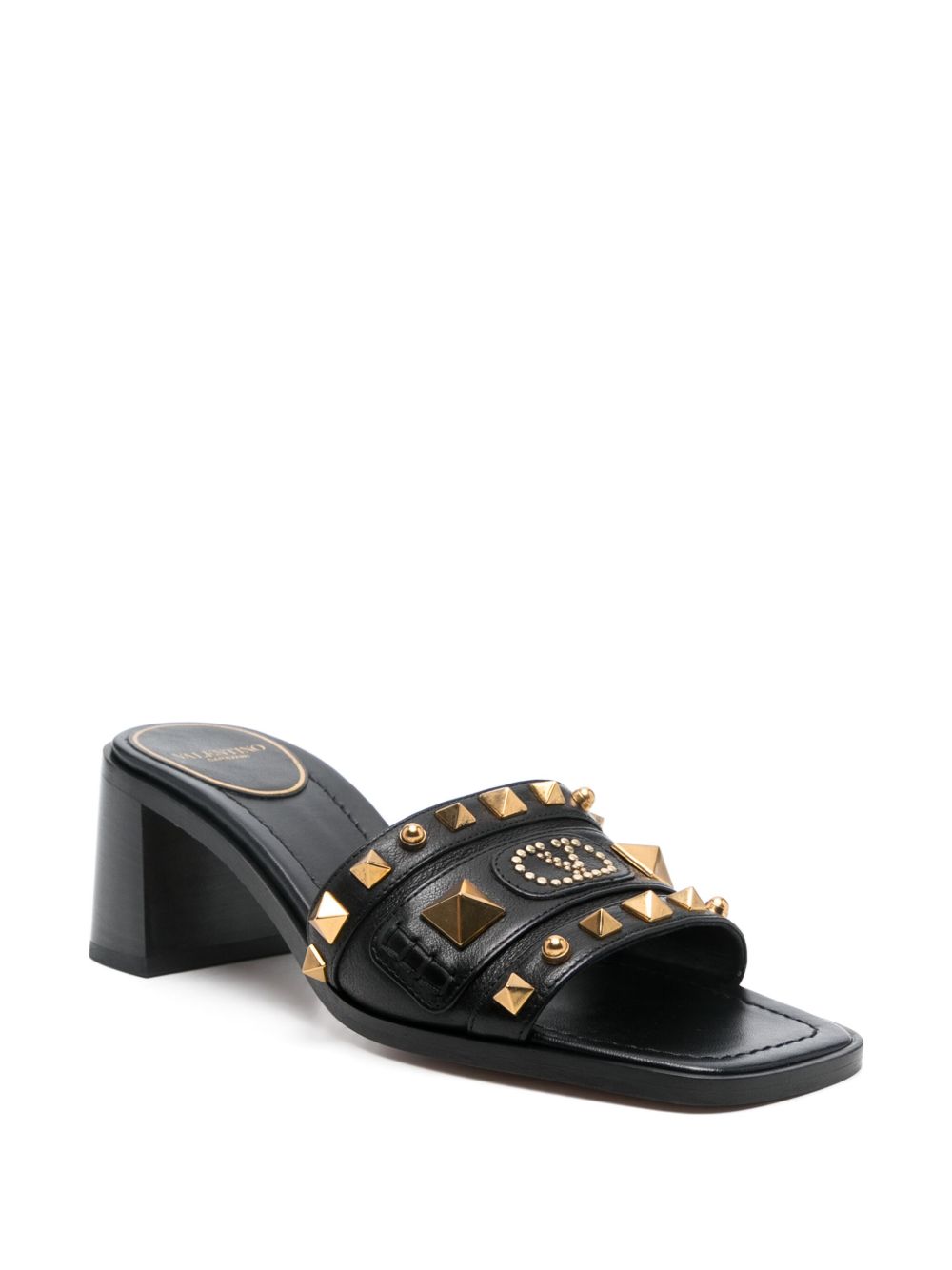 VALENTINO GARAVANI Flat Leather Sandals with Mid Block Heel