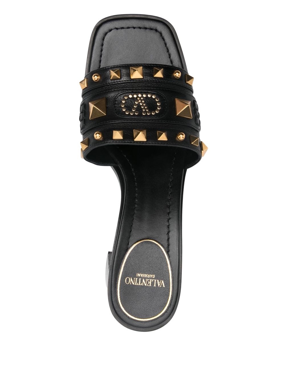VALENTINO GARAVANI Flat Leather Sandals with Mid Block Heel