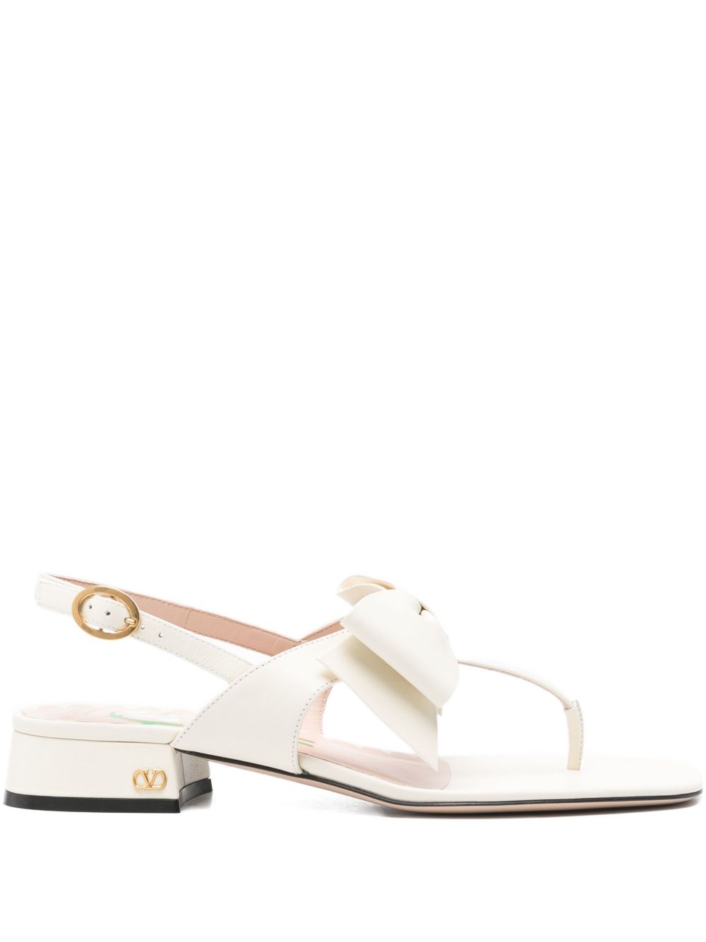 VALENTINO GARAVANI Elegant Bow Detail Leather Thong Sandals