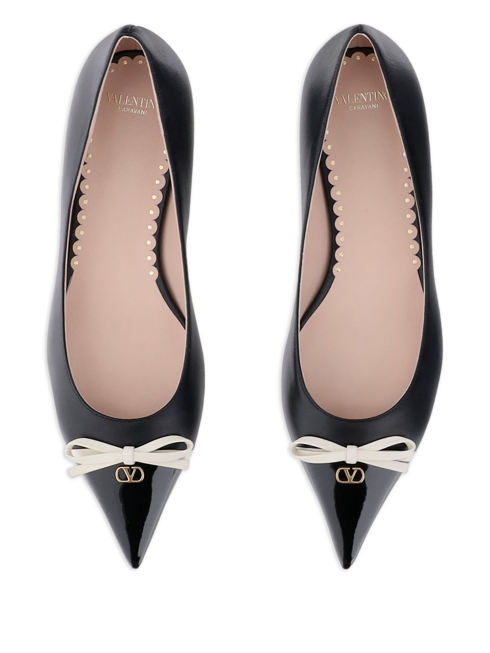 VALENTINO GARAVANI Pointed Toe Ballet Flats with Vlogo Signature
