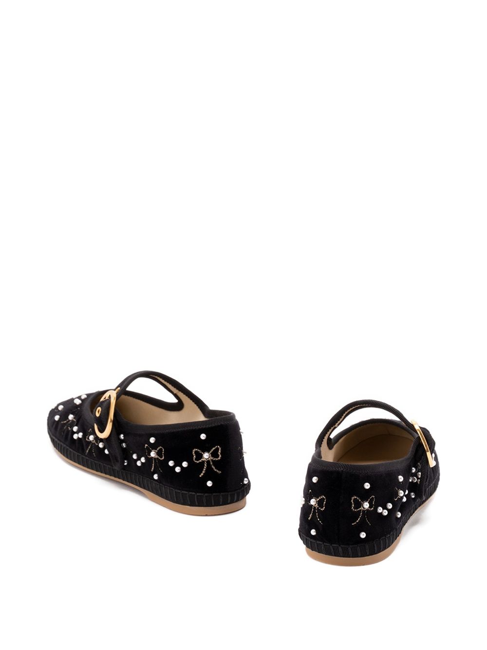 VALENTINO GARAVANI Embroidered Velvet Ballet Flats
