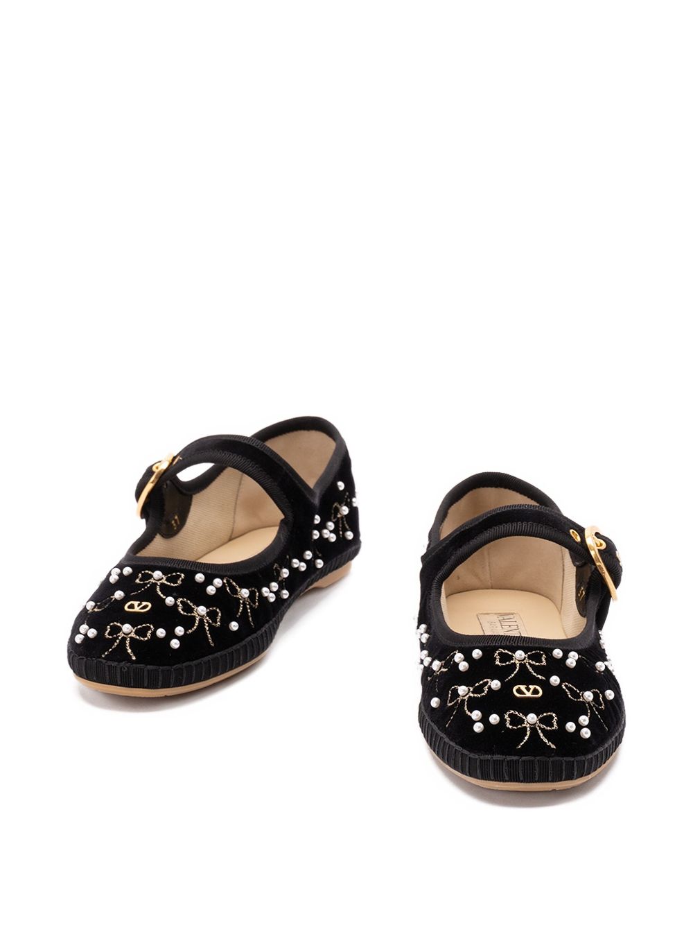 VALENTINO GARAVANI Embroidered Velvet Ballet Flats