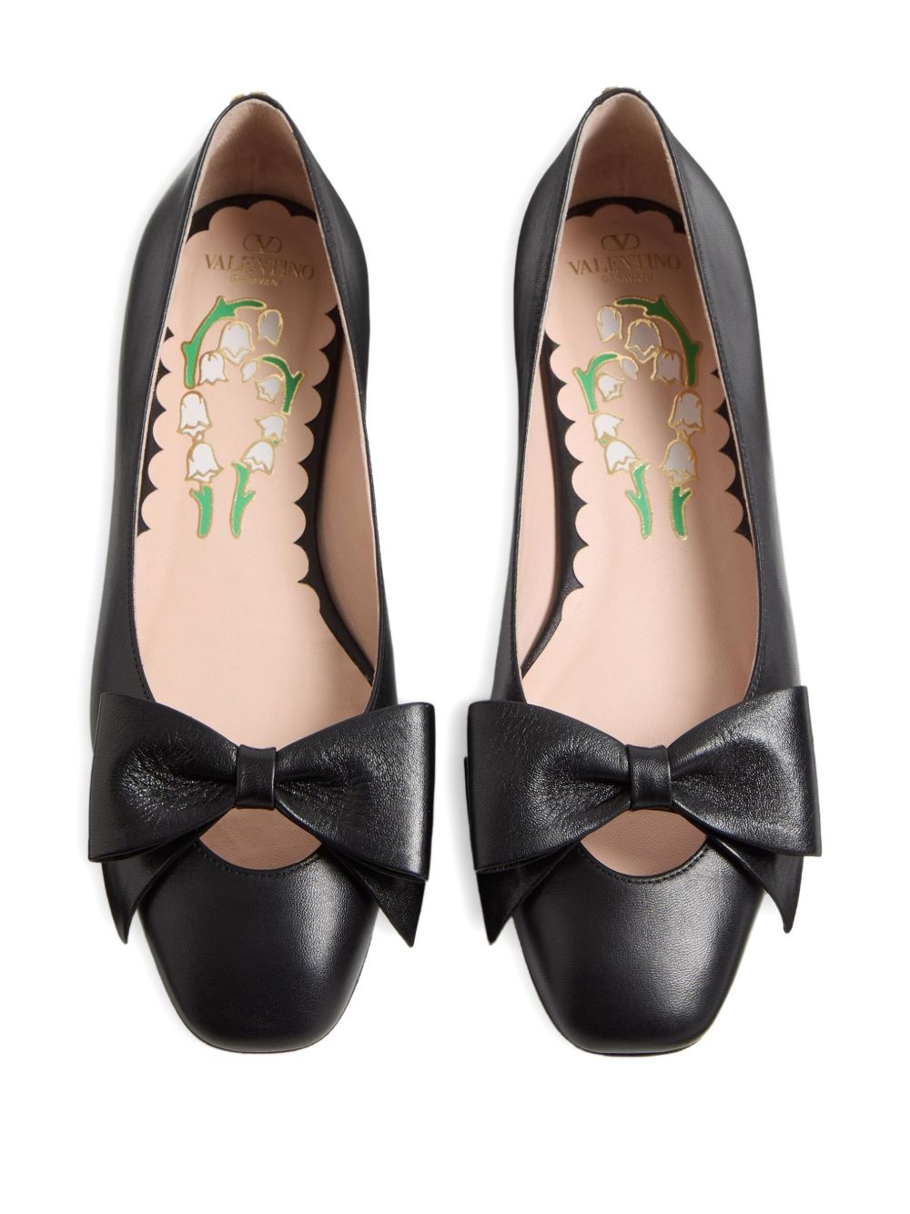 VALENTINO GARAVANI Bow Detail Leather Ballet Flats for Women