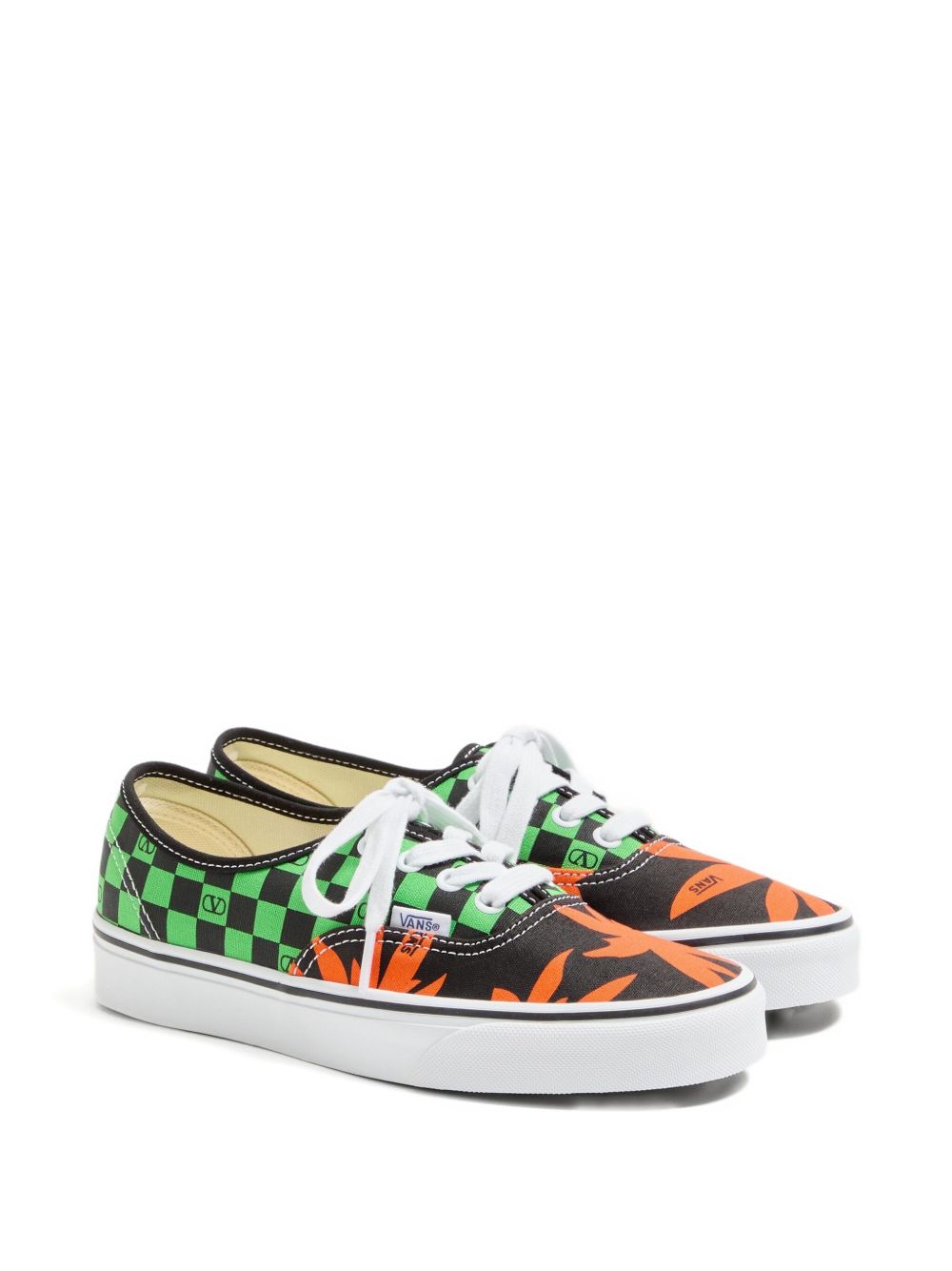 VALENTINO GARAVANI X VANS Checkerboard Pattern Tropical Leaf Print Low-Top Sneakers for Women - Size Range Available