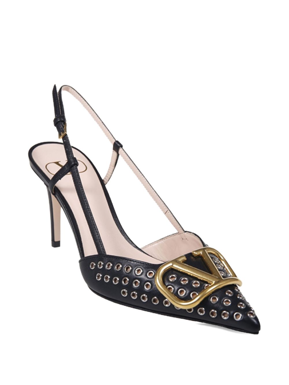 VALENTINO GARAVANI Studded Pointed Toe Slingback Strap Stiletto Heel