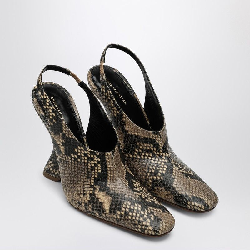 DRIES VAN NOTEN Wedge Pump with Python Effect