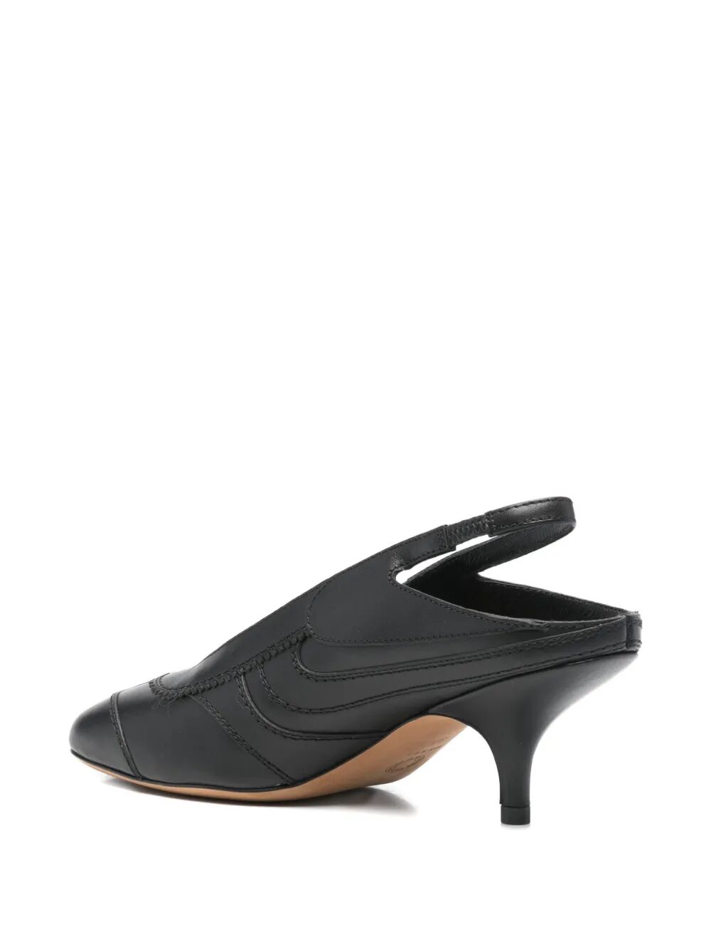 DRIES VAN NOTEN Leather Slingback Pumps with Topstitched Details - 6 cm Heel