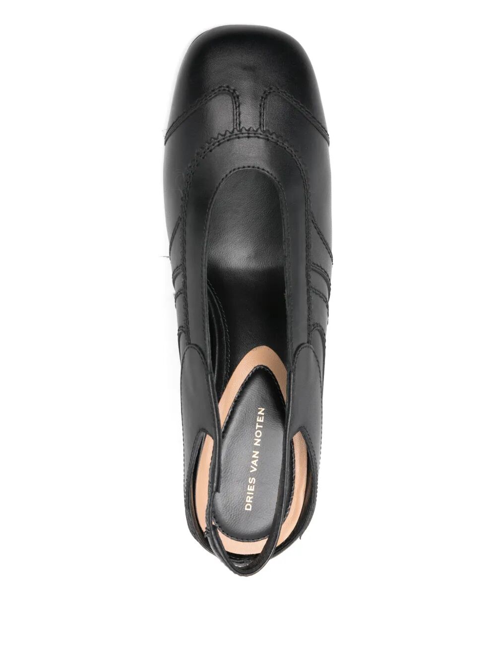DRIES VAN NOTEN Leather Slingback Pumps with Topstitched Details - 6 cm Heel