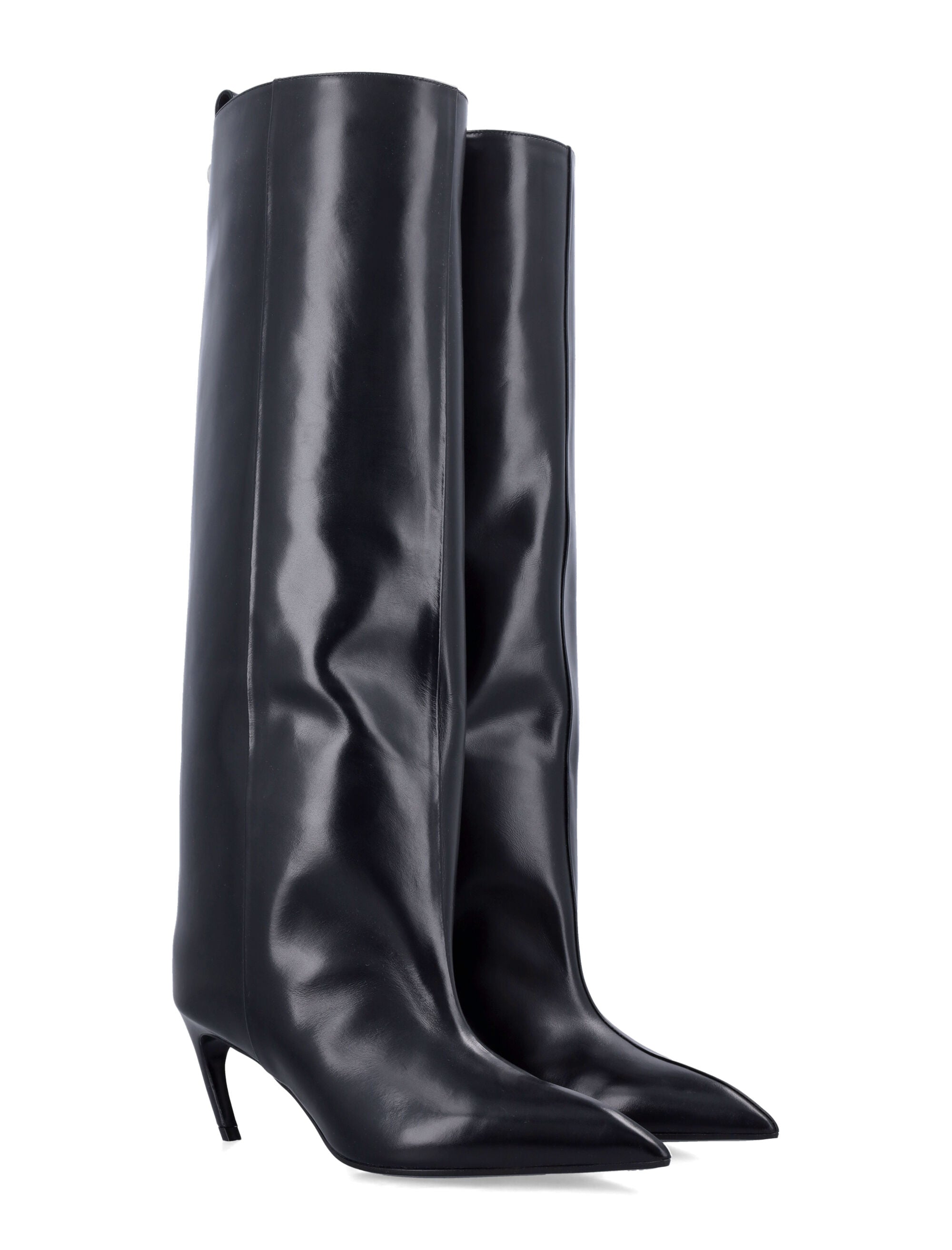 THE ATTICO Pointed Toe Slip-On Boots with Curved Heel - 6.5 cm
