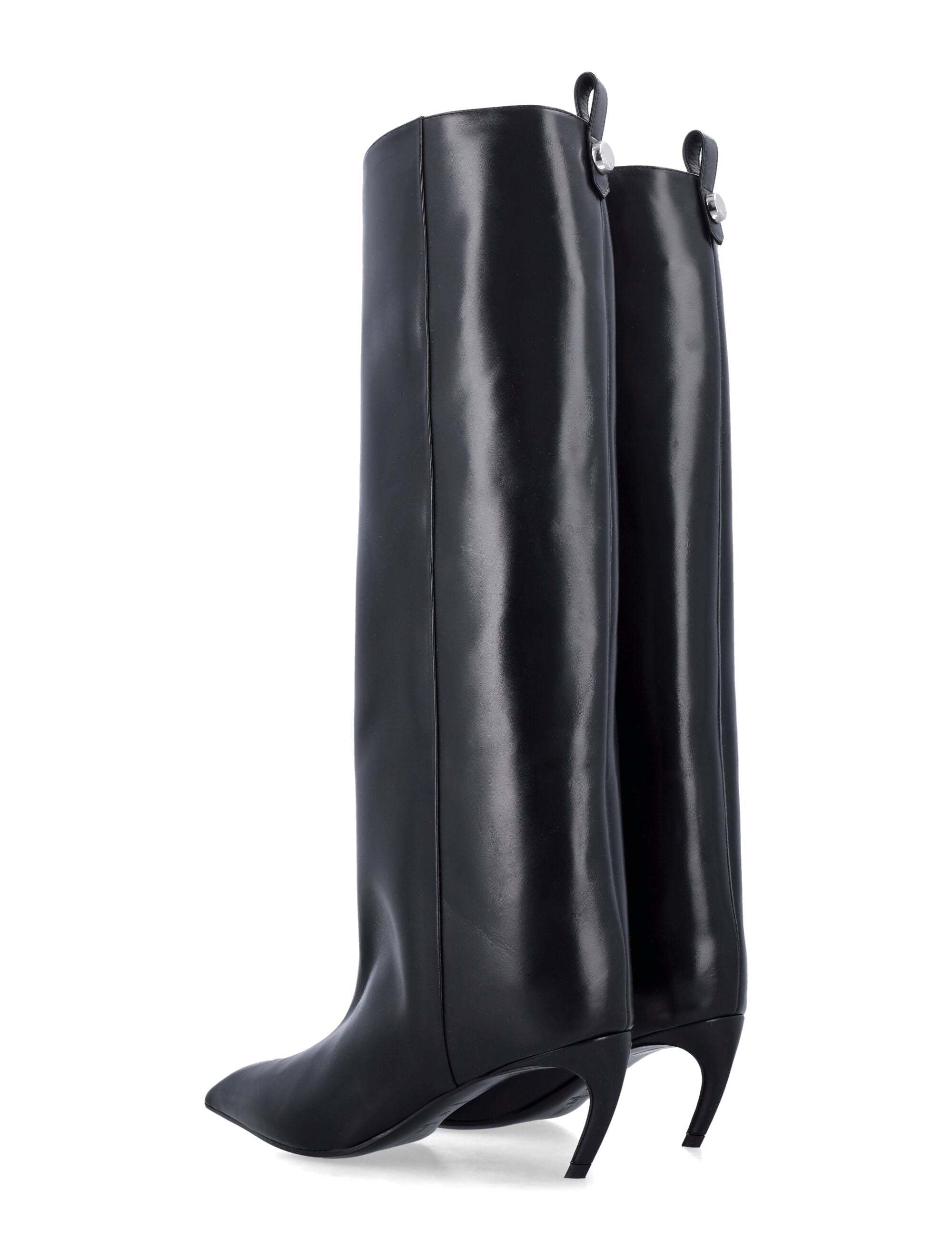 THE ATTICO Pointed Toe Slip-On Boots with Curved Heel - 6.5 cm