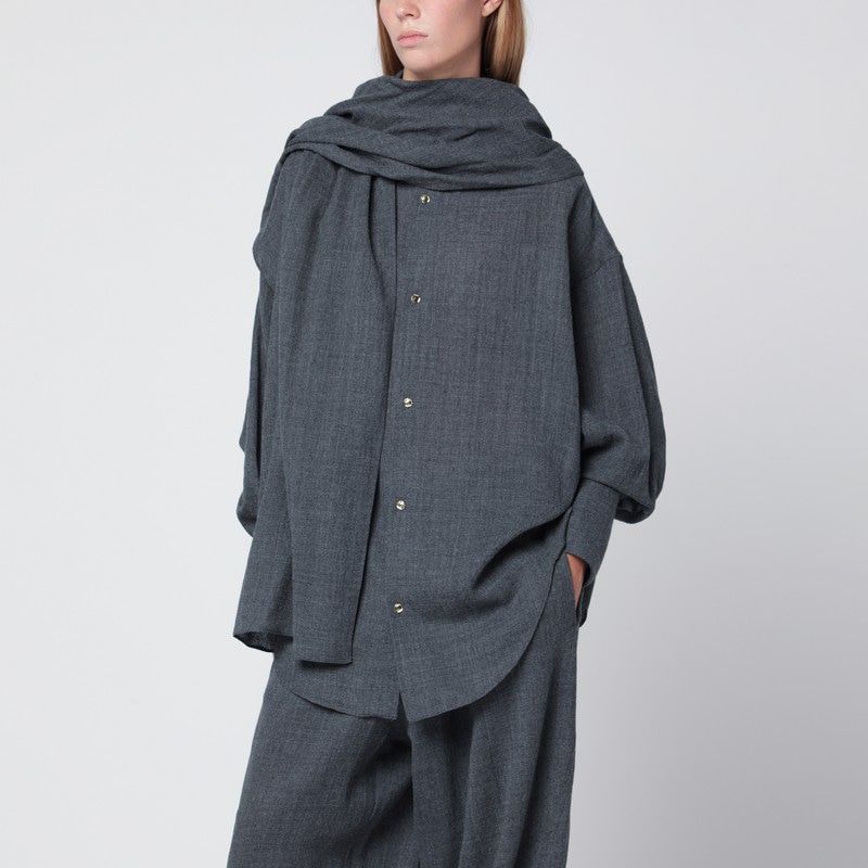 DARKPARK Oversized Georgia Shirt with Removable Wool Scarf