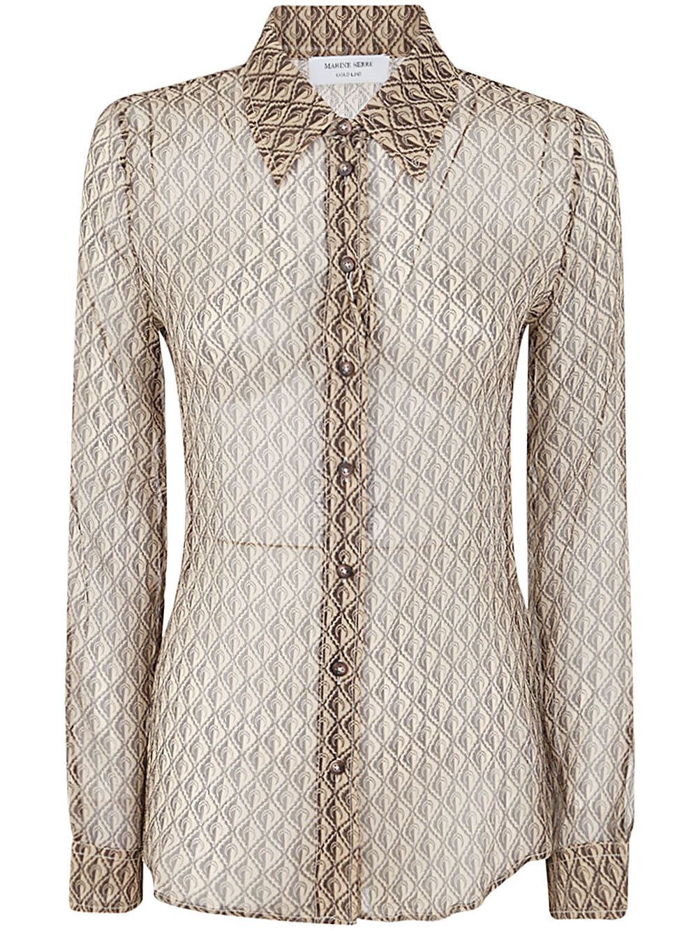 MARINE SERRE Silk Crepon Button-Up Blouse