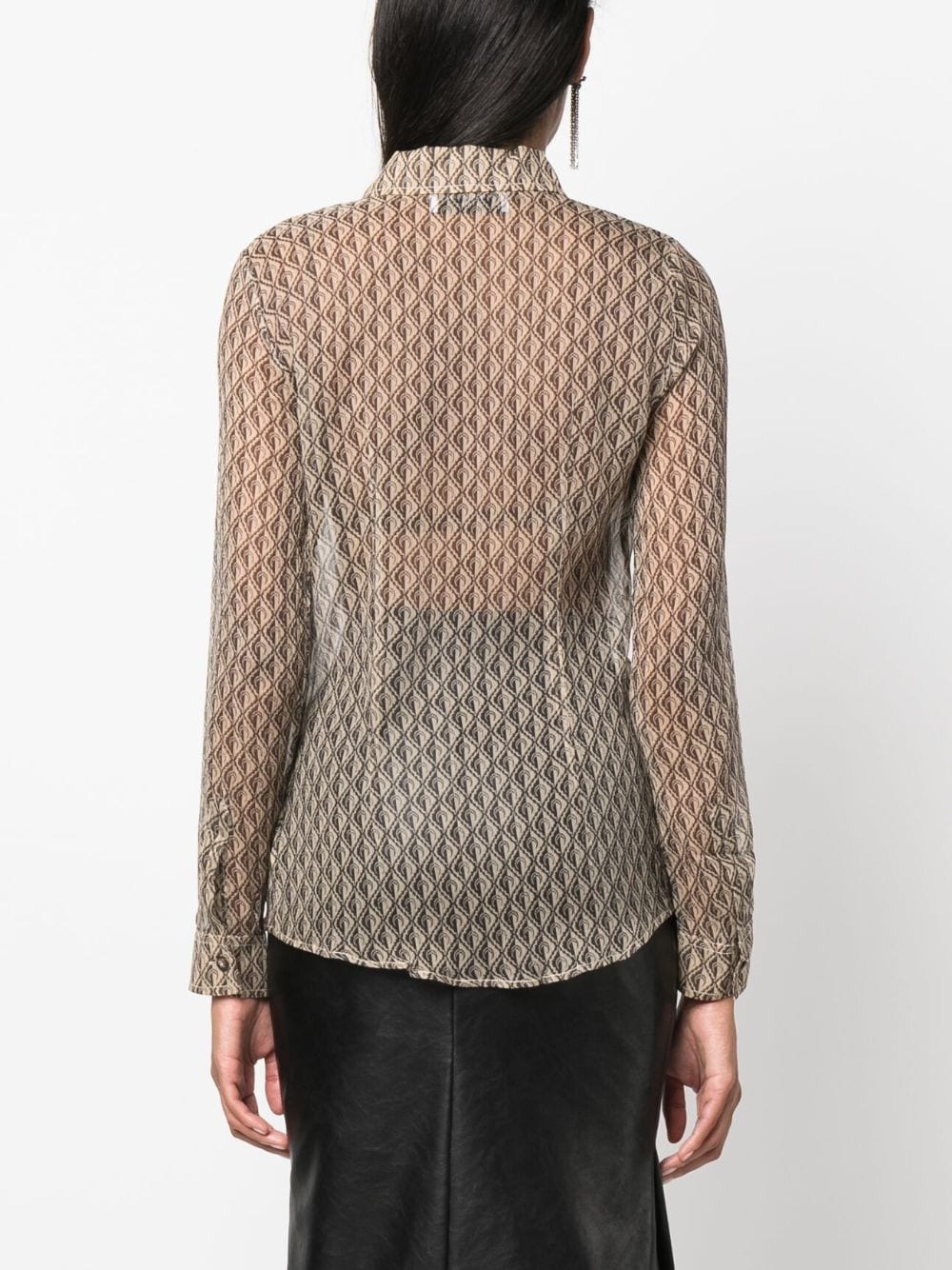 MARINE SERRE Silk Crepon Button-Up Blouse