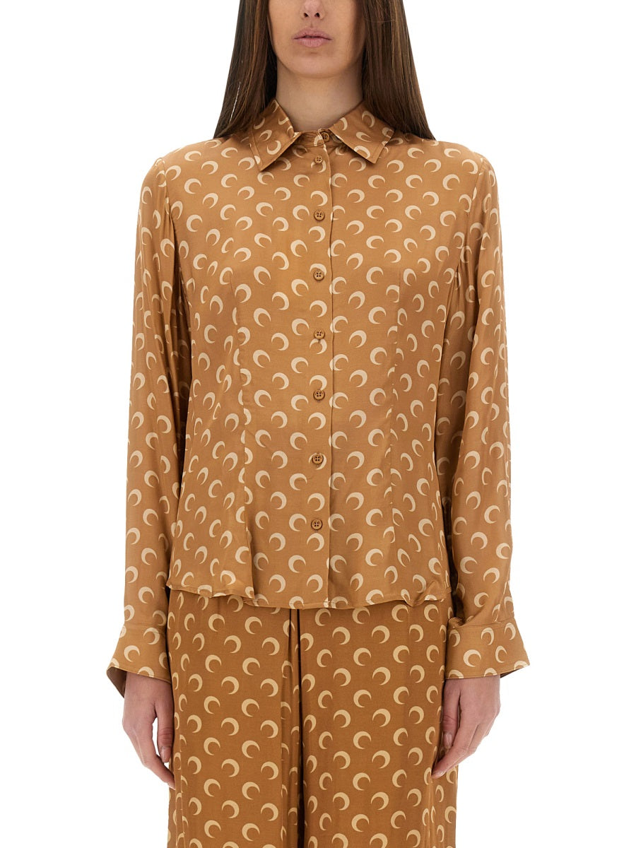 MARINE SERRE Relaxed Fit Satin Shirt - Size 36