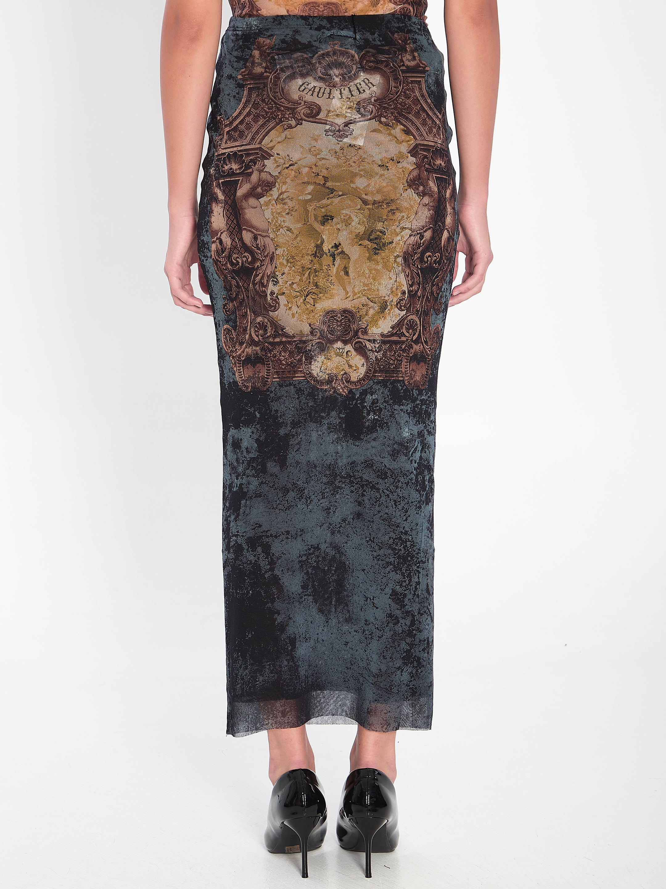 JEAN PAUL GAULTIER Medallion Print Skirt - Slim Fit Size S