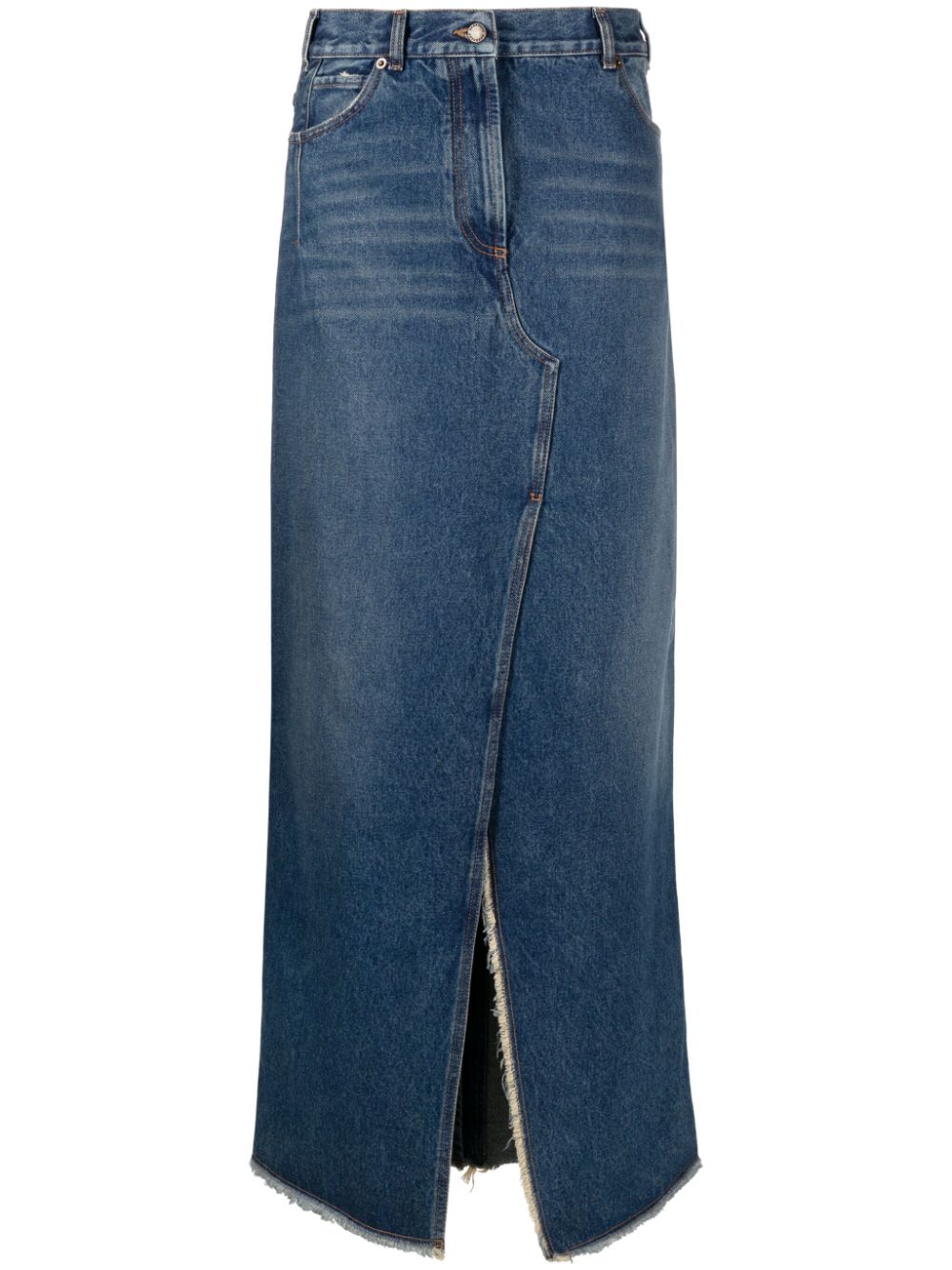 DARKPARK Mid-Rise Denim Maxi Skirt with Slit Details
