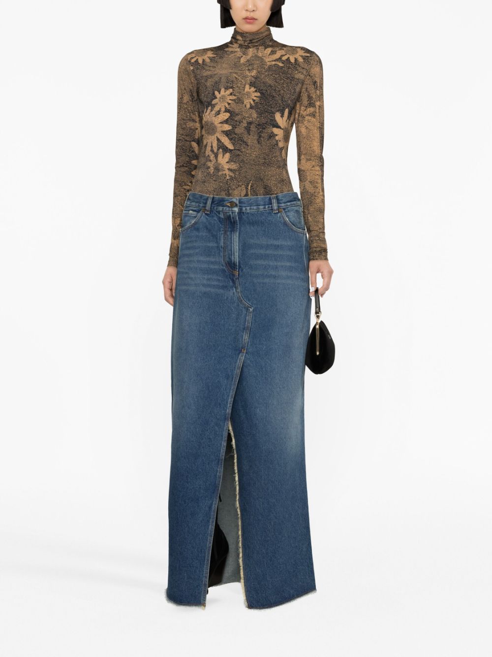 DARKPARK Mid-Rise Denim Maxi Skirt with Slit Details