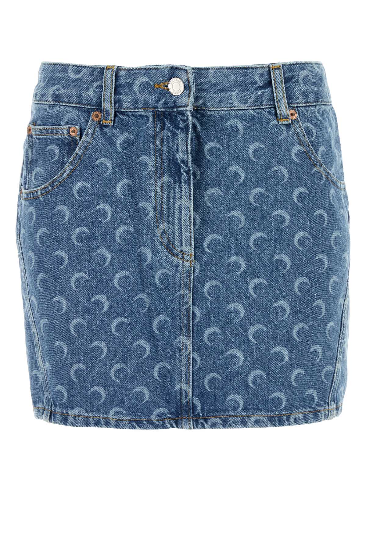MARINE SERRE Women's Laser Wash Denim Mini Skirt