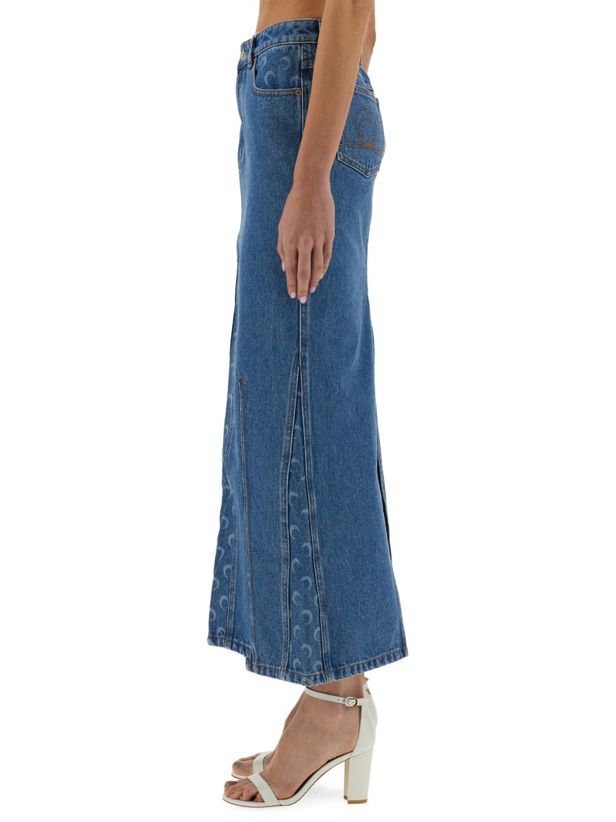 MARINE SERRE Moon Laser Slim Fit Long Skirt - Size 36 FR