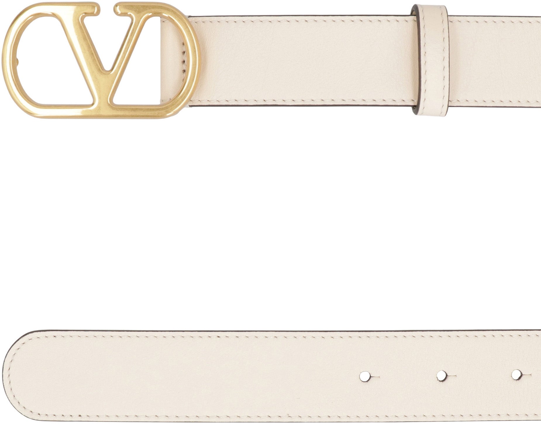 VALENTINO GARAVANI Signature Leather Belt with Gold-Tone Buckle - 3 cm Height