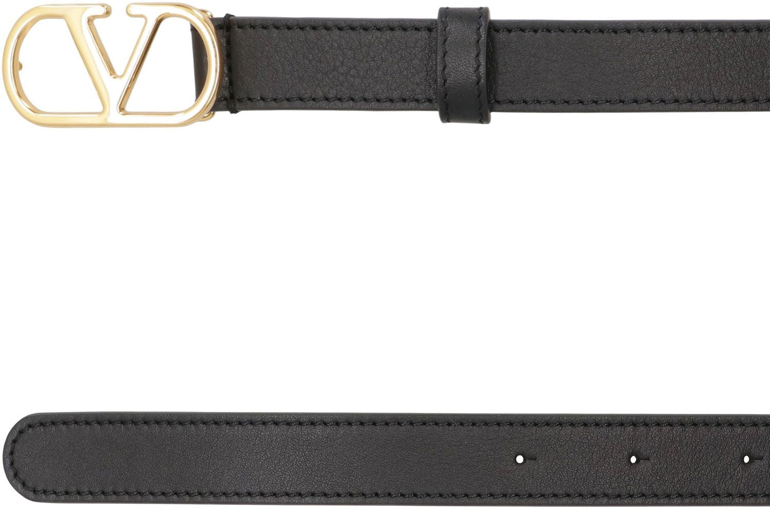 VALENTINO GARAVANI Signature Leather Belt with Gold-Tone Buckle - 2cm Width