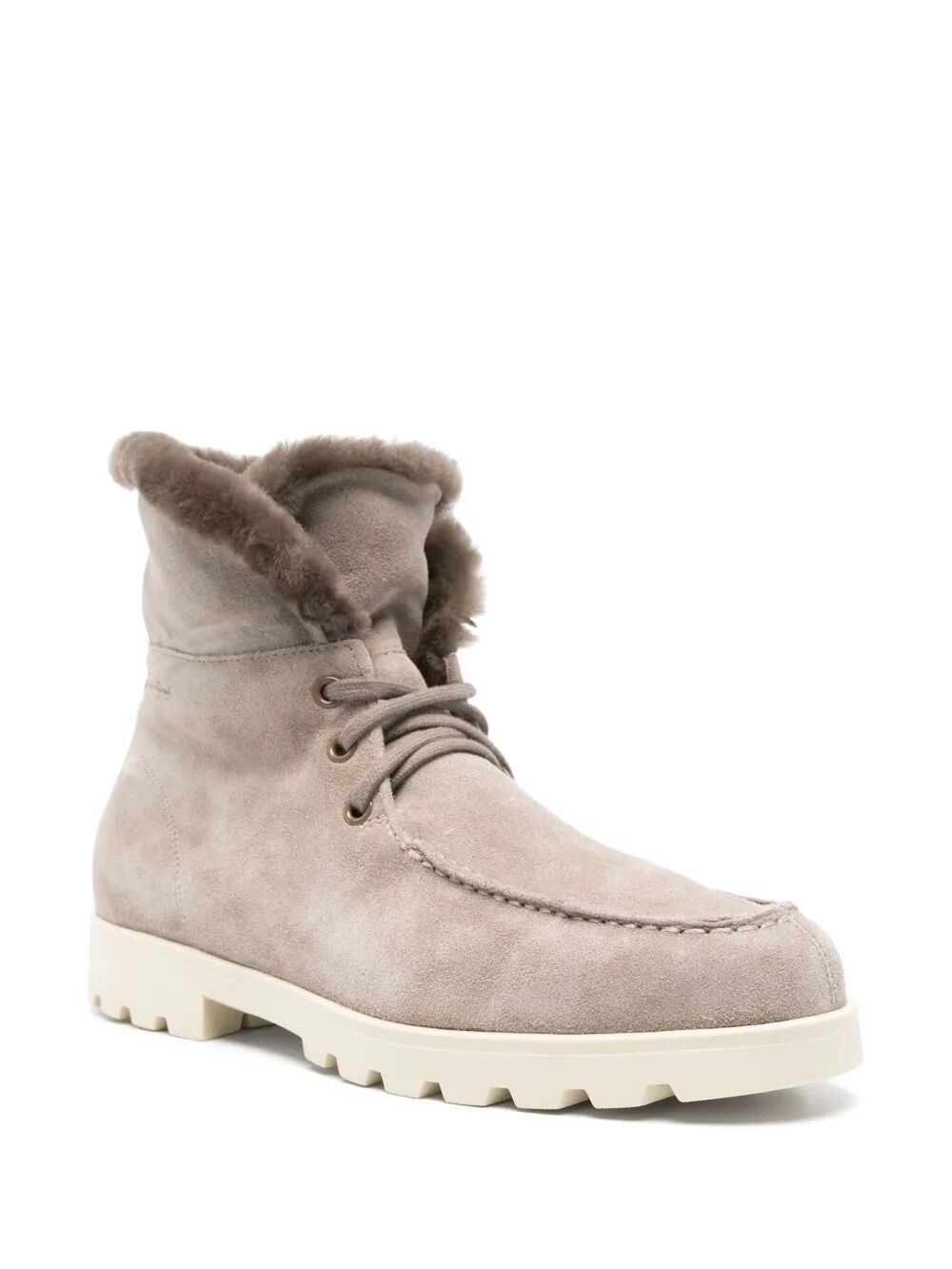 SANTONI Fur-Trim Suede Desert Boots for Women - FW25