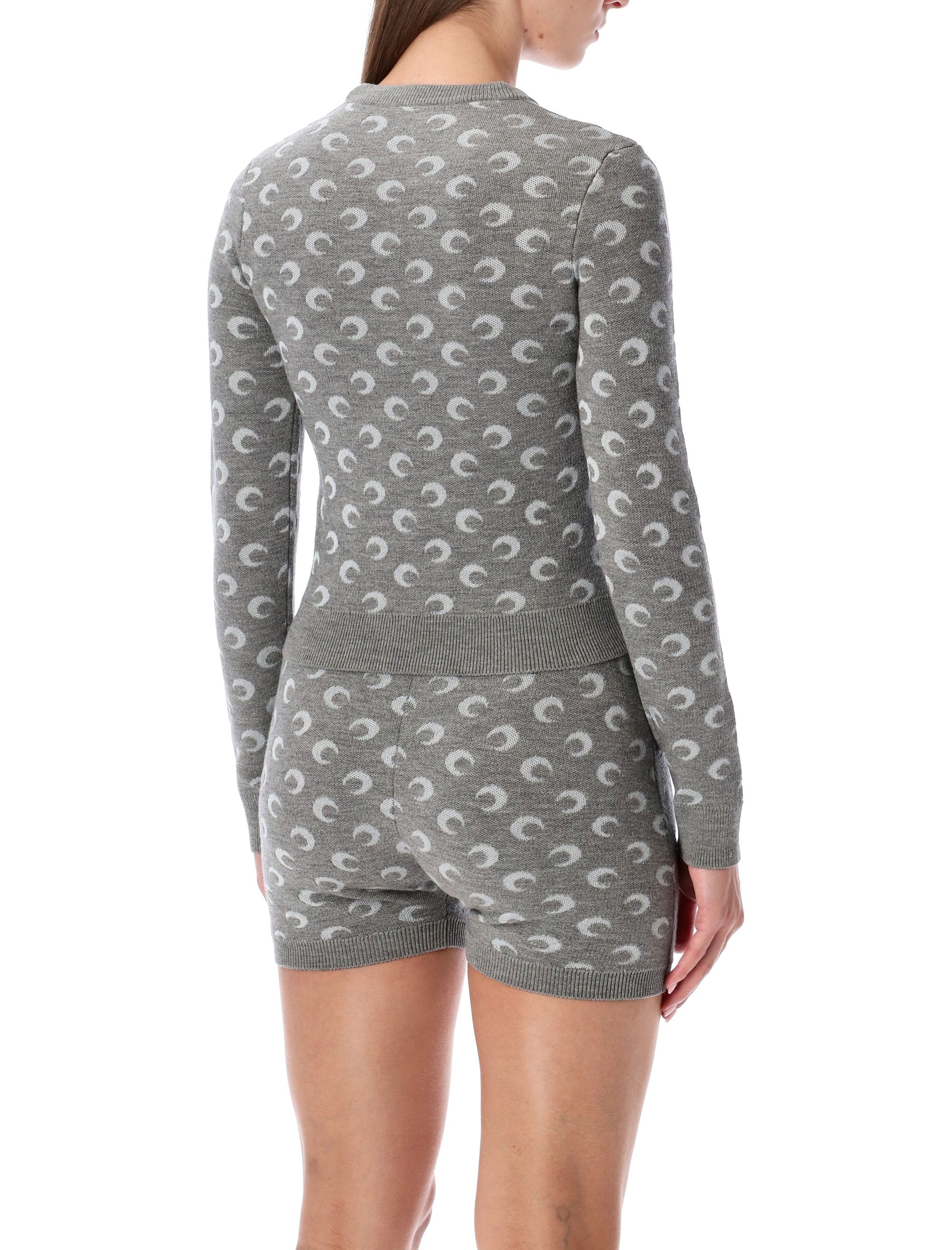 MARINE SERRE Fitted Moon Jacquard Knit Sweater